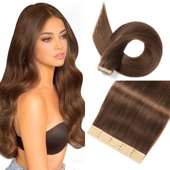 New 20Pcs 14 Inch Chocolate Brown Tape-in Hair Extensions, Human Hair for Women